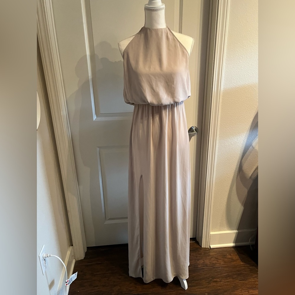 Show Me Your Mumu High Neck Maxi Dress | Cream Tan | Large